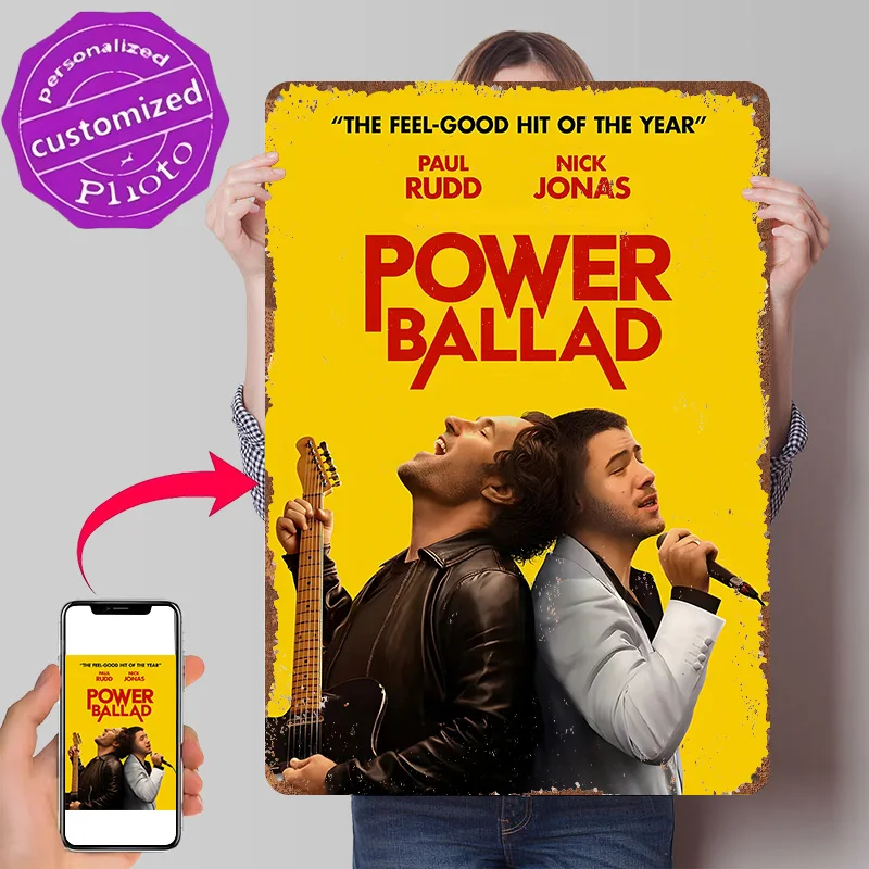 Power Ballad Movie Poster Retro 3D Printed Metal Signs Customized Wall Hanging Gift for Vintage Home Decor Ornaments Art Mural
