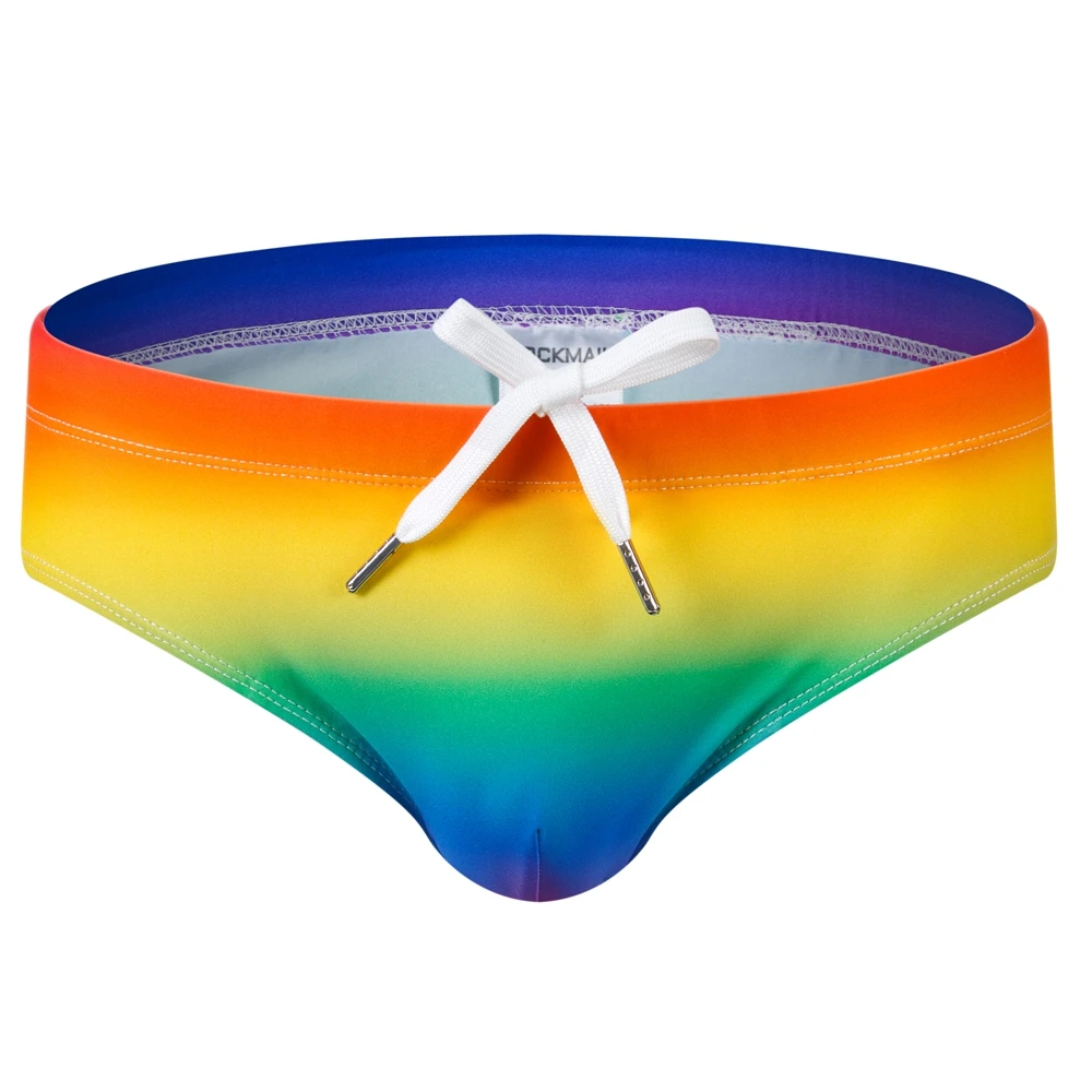 Jockmail Brand Mens Swimwear with Push-Up Multicolor Trunks Boxer Sexy Men Breathable Swim Suit Speed Matching Beach Shorts