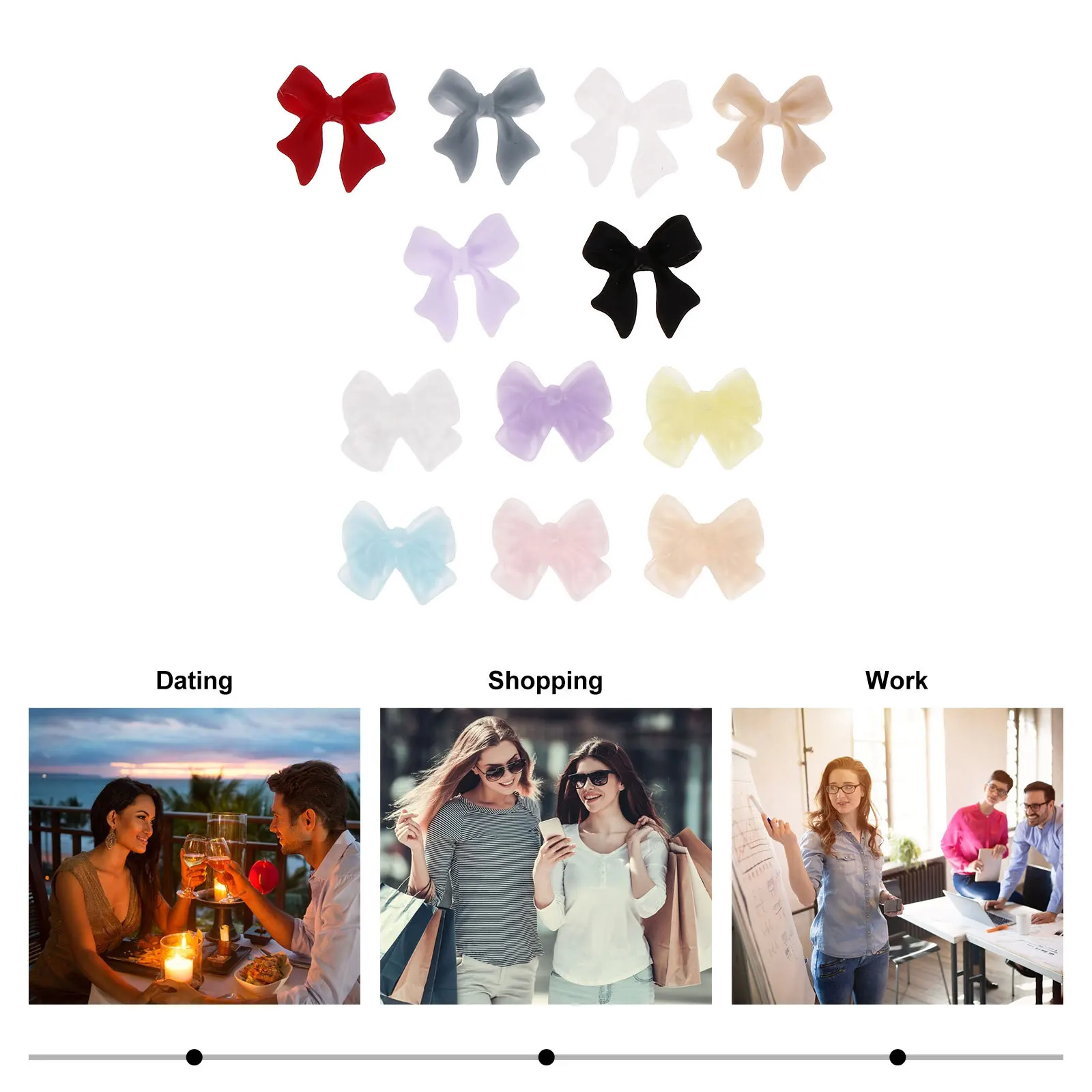 

2 Bags Nail Art Bowknot Decorations Polyester Resin 3D Stereoscopic Manicure Charms for DIY Nails Salon Party Use