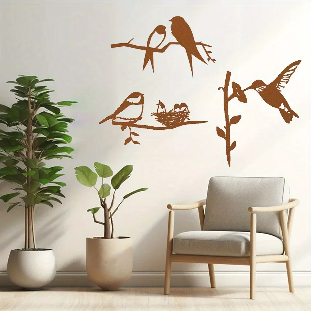 CIFBUY Metal Wall Art Bird Silhouette on Branch Iron Hanging Sculpture, Durable Plaque Ornament for Home Bedroom Garden Patio