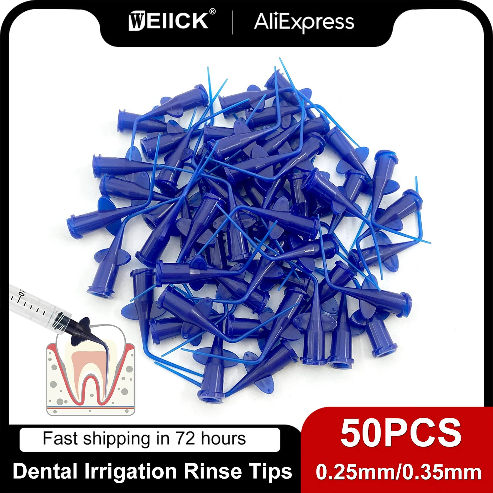 (Cant Heat )Dia 0.25mm 0.35mm WellCK Dental Disposable Plastic Syringe Tip Endo Irrigation Root Canal Lateral Irrigation Needle