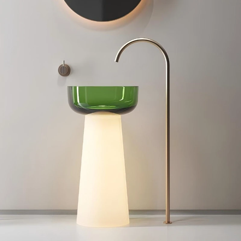 

Resin color transparent crystal wash basin art column basin