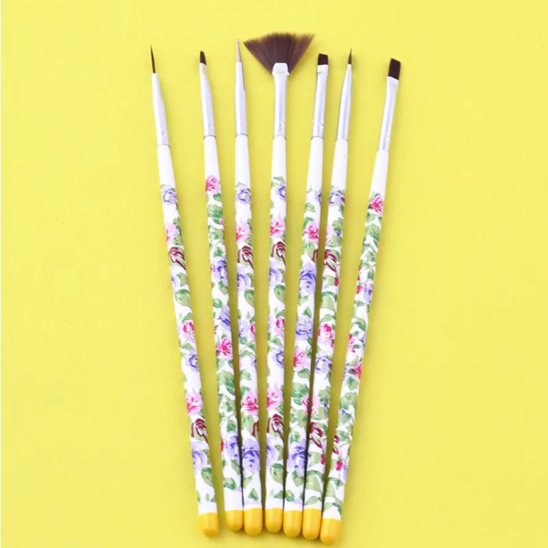 Nail Art Brush Set Flower Wood Handle Dotter Dotting Pen Painting Beauty Salon Manicure Drawing Tools Liner Kits