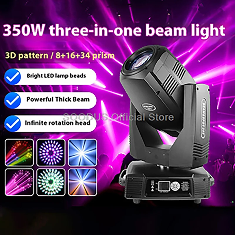 

DMX512 Smart Beam Light LED Stage Lights Rainbow Prism Effect Spotlights Sound Activated Lighting for DJ Party Club Wedding Show