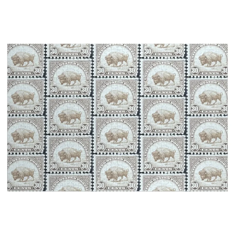 Buffalo Bison Vintage Postage Stamp Jigsaw Puzzle Customizable Gift Custom Child Gift Personalized Baby Toy Puzzle