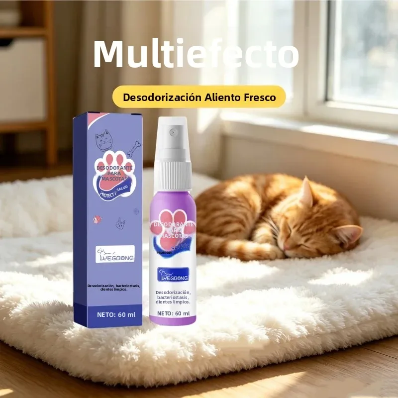 Spray Refrescante Bucal Natural para Mascotas, Eliminador de Mal Aliento para Perros y Gatos, Desodorante de Limpieza Oral, Eliminador de Olores, Cuidado Bucal