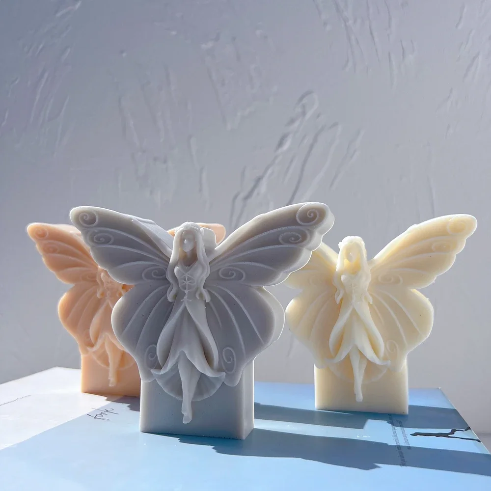 

Fairy Angel Figurine Silicone Mold Floral Fairies Art Sculpture Soy Wax Candle Mould Butterfly Fairy Statue Gardening Crafts