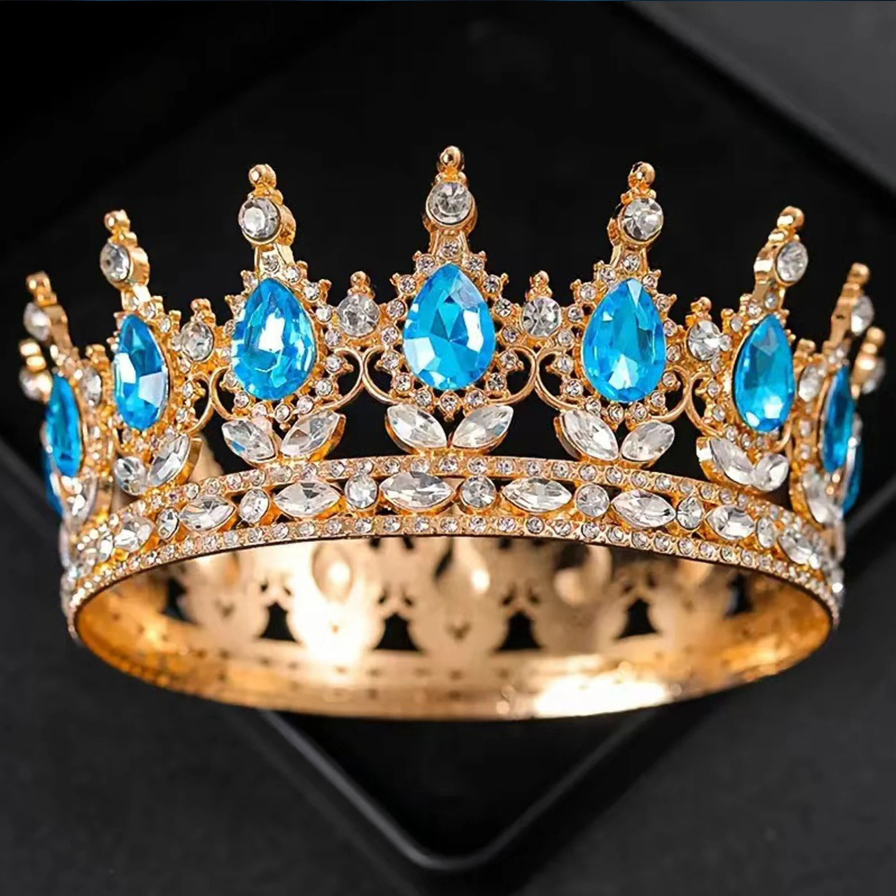 Luxuriöse Diamant-Kristall-Prinzessinnen-Brautkrone Glänzender Runder Kopfschmuck für Frauen Geburtstag Hochzeit Party Exquisit Elegant Tortendekoration – Detail 4