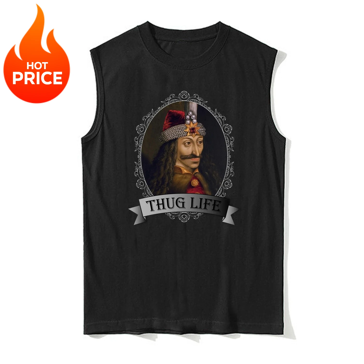 

Dracula Thug Life Vlad The Impaler Portrait Tanktop 100% Cotton O-Neck Vests Summer Casual Mens Sleeveless T-shirt Streetwear