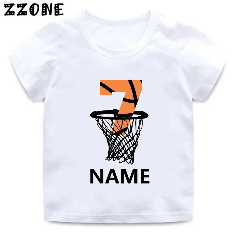 Basketball Number Print Boys T-shirts 1 2 3 4 5 6 7 8 9 Years Birthday Custom Name Funny Kids Clothes Baby Girls Tshirt,HKP2729