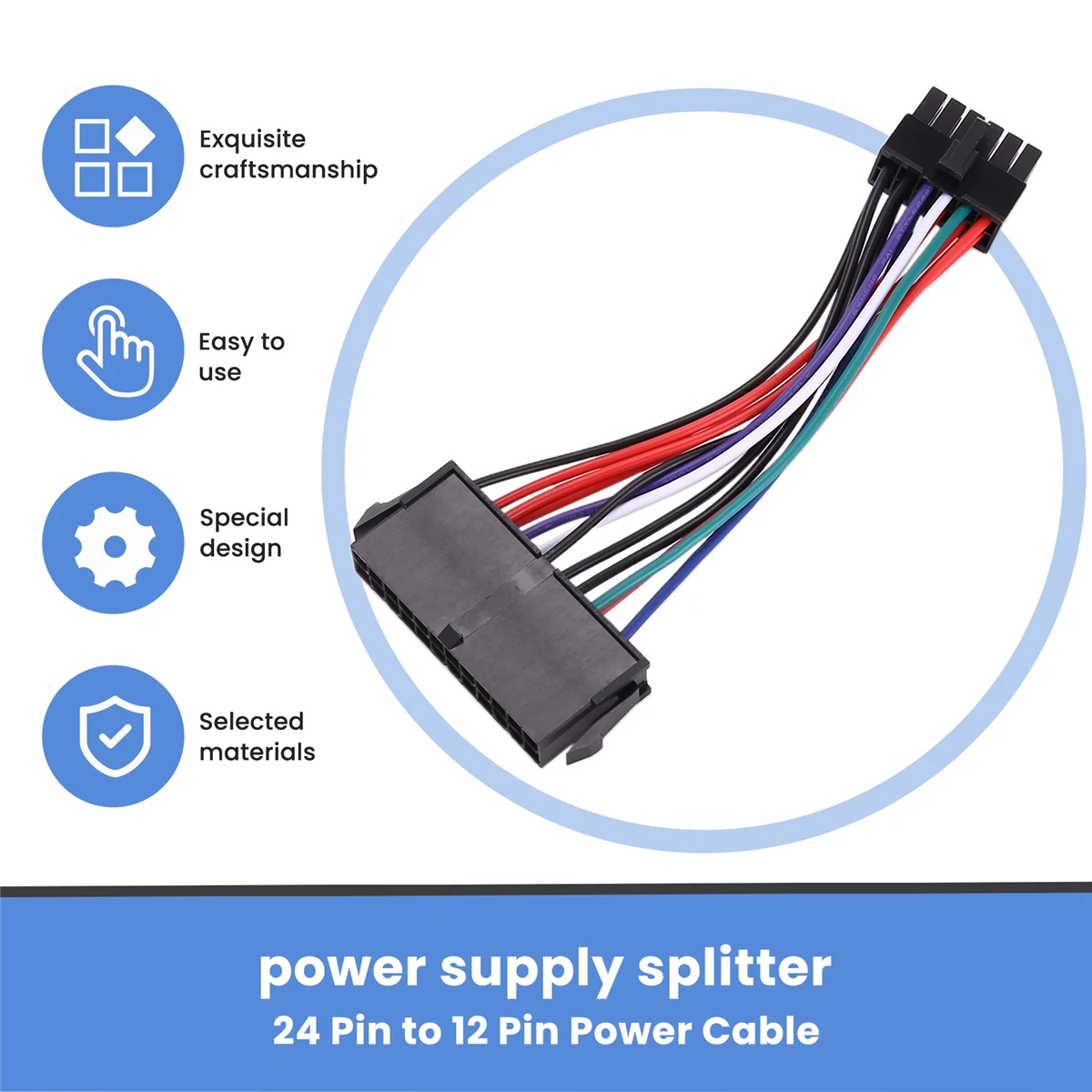 PSU ATX 24 핀 암-12 핀 수 전원 공급 장치 슬리브 케이블 코드, Q87H3-AM Q87H3 AM Q87 마더보드용 18AWG 와이어