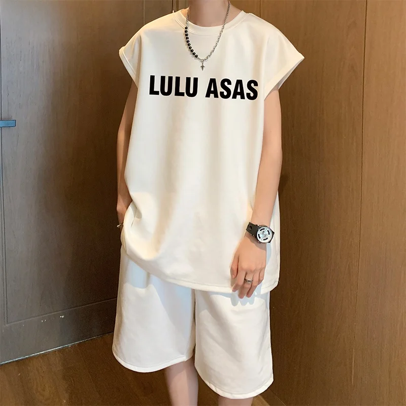 

Retro American Suede Svel T-irt Men Summer Trendy Brand Waed Heavyweight oulder Sports Vest Youth ular Sle