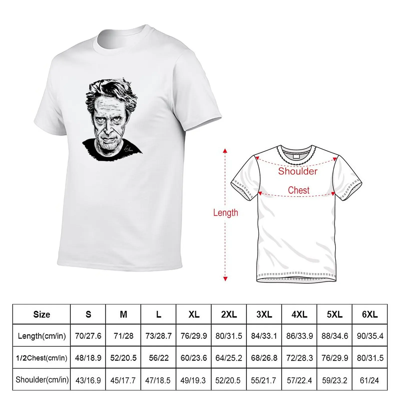 Willem Dafoe portrait T-Shirt funnys sports fans t shirts for men pack