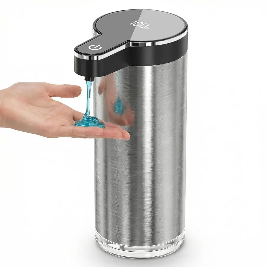 

Liquid Soap Dispenser Touchless, Stainless Steel Hand Soap Dispenser, USB Rechargeable, 4 Adjustable Levels, 11.8oz 350ml for Ki