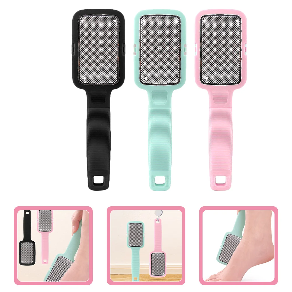 3 قطع من مبرد القدم المصنوع من الفولاذ المقاوم للصدأ لإزالة مسامير القدم والجلد الميت، أداة باديكير متينة ومحمولة