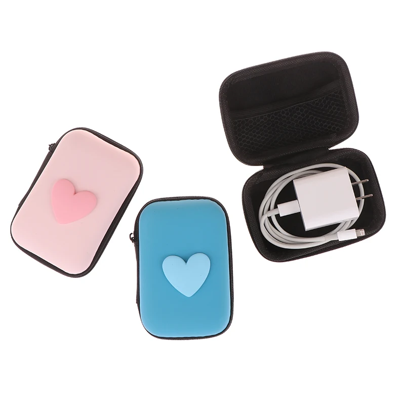 Heart Travel Storage Bag Charging Case For Earphone Package Zipper Bag Portable Travel Cable Organizer Electronics Storage