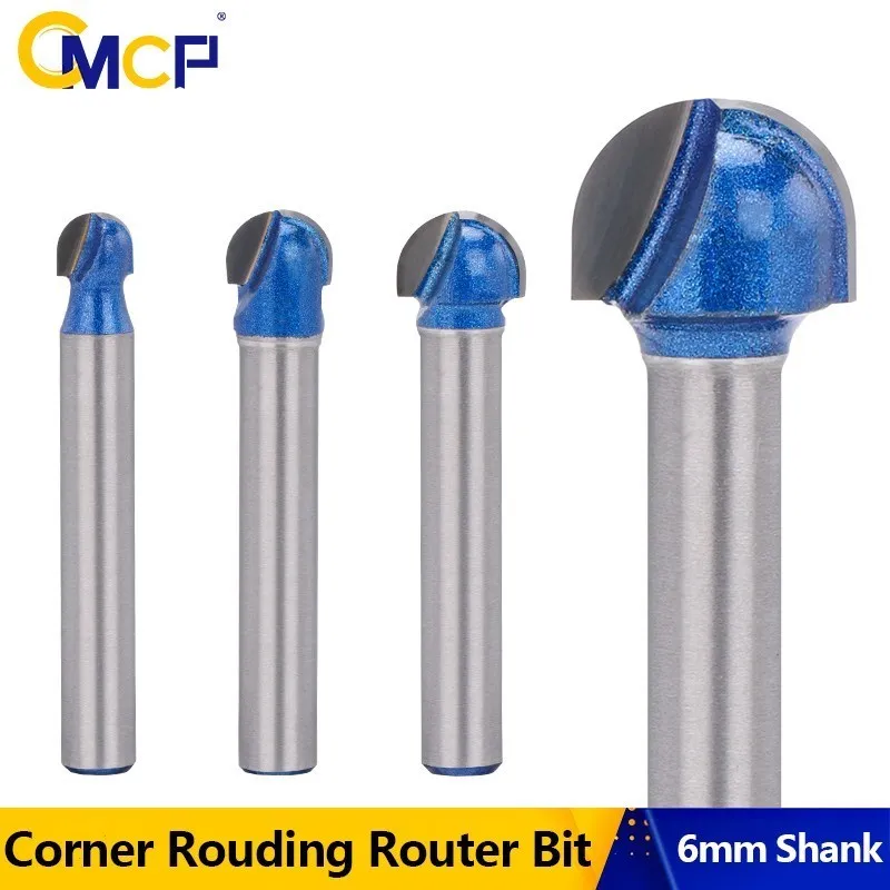 

CMCP Wood Milling Cutter 6mm Shank Corner Rounding Router Bit Set Radius Wood Trimming Cutter Woodworking Tool 1pc/4pc Set