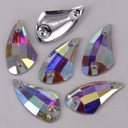 9x17mm, 12x23mm Crystal AB / Clear AB Wing resin sewing on stones flat back sew on stones
