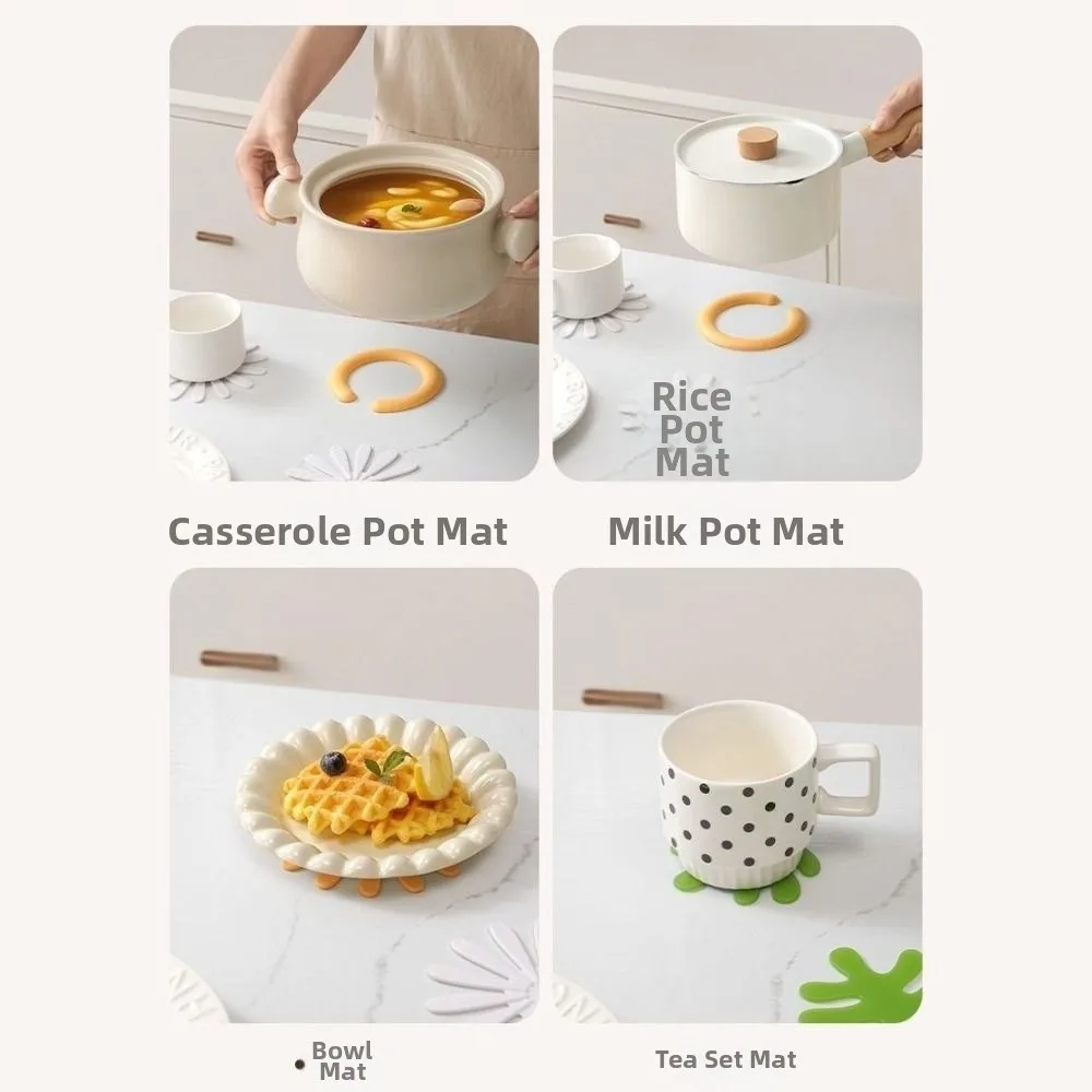 Anti Scald Tree Shape Table Mat Heat Resistant Anti-fouling Daisies Coaster Creative Non-slip Silicone Placemats Set