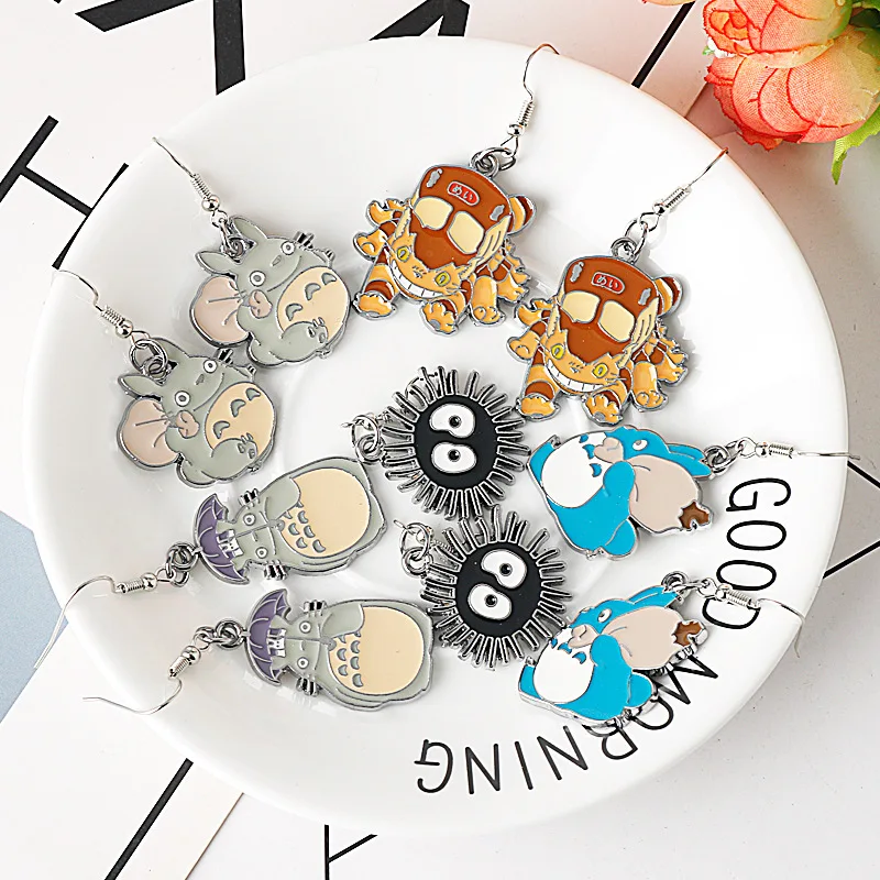 انمي ياباني الكرتون قلادة أقراط لطيف مثيرة للاهتمام الحيوان النساء الأقراط تأثيري الدعائم مجوهرات اكسسوارات هدايا عيد