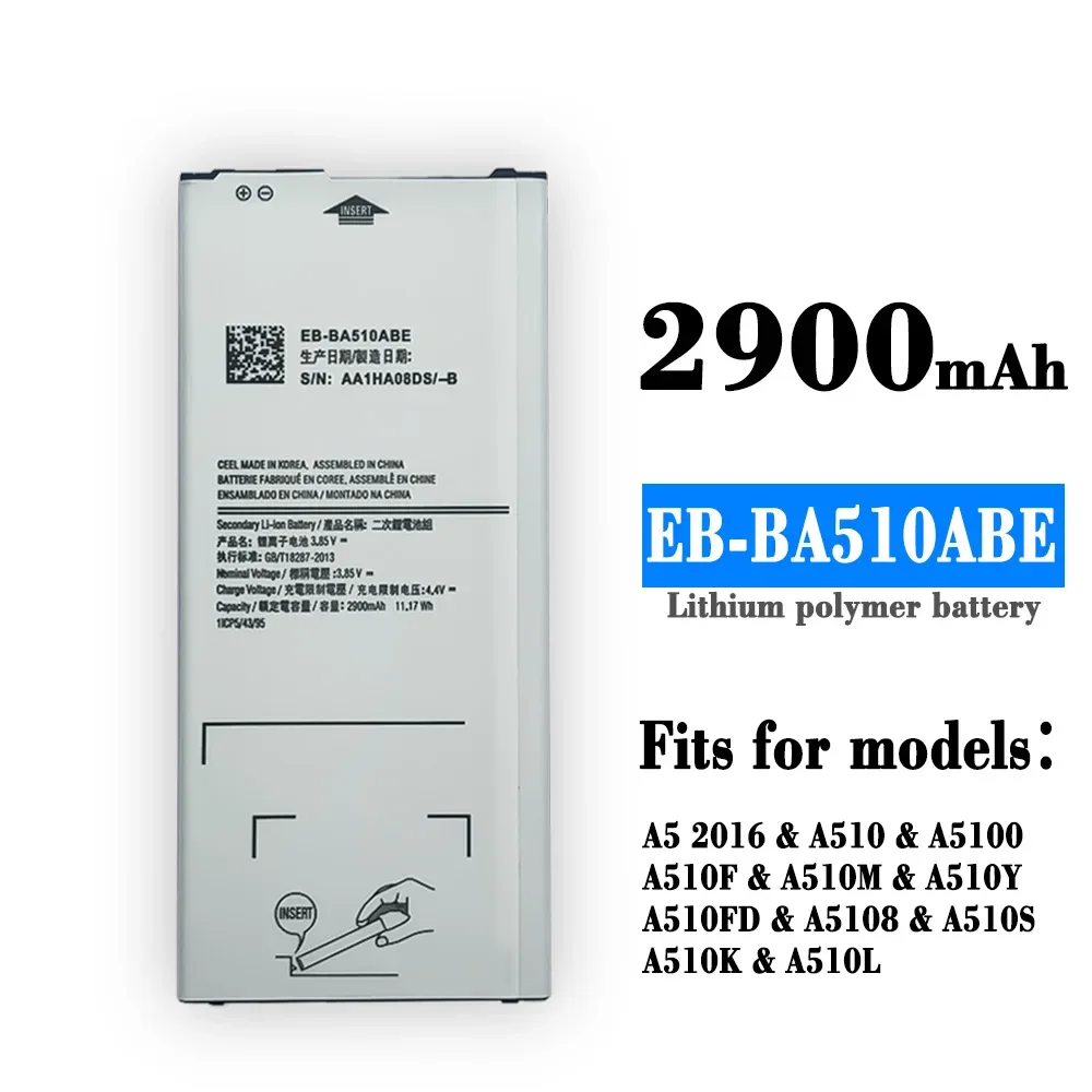 High Quality Replacement Battery For Samsung A5 2016 A510 A5100 EB-BA510ABE 2900mAh Built-in New Batteries