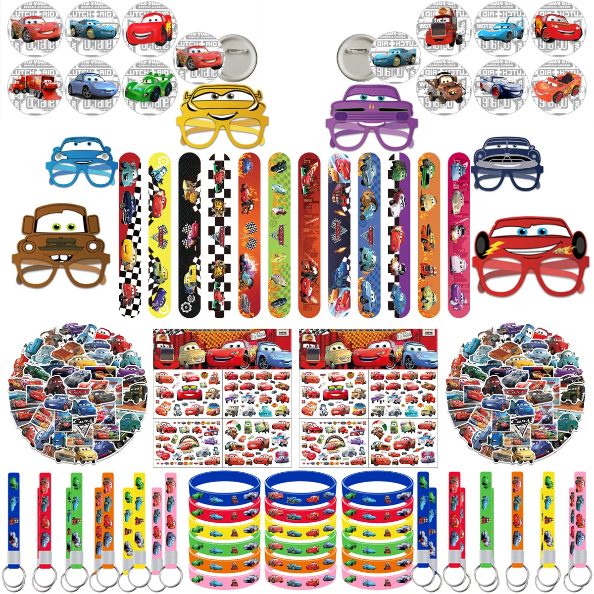 سيارات البرق ماكوين هدايا الحفلات للأطفال حفلة عيد ميلاد لوازم صفعة أساور طوابع ملصقات الفصول الدراسية المكافآت عيد الميلاد