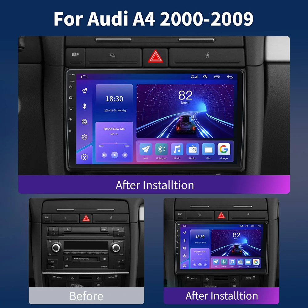 Carplay Android Auto 2K Screen Car Radio Multimedia Player For Audi A4 2 3 B6 B7 S4 RS4 2000-2009 Auto radio Stereo