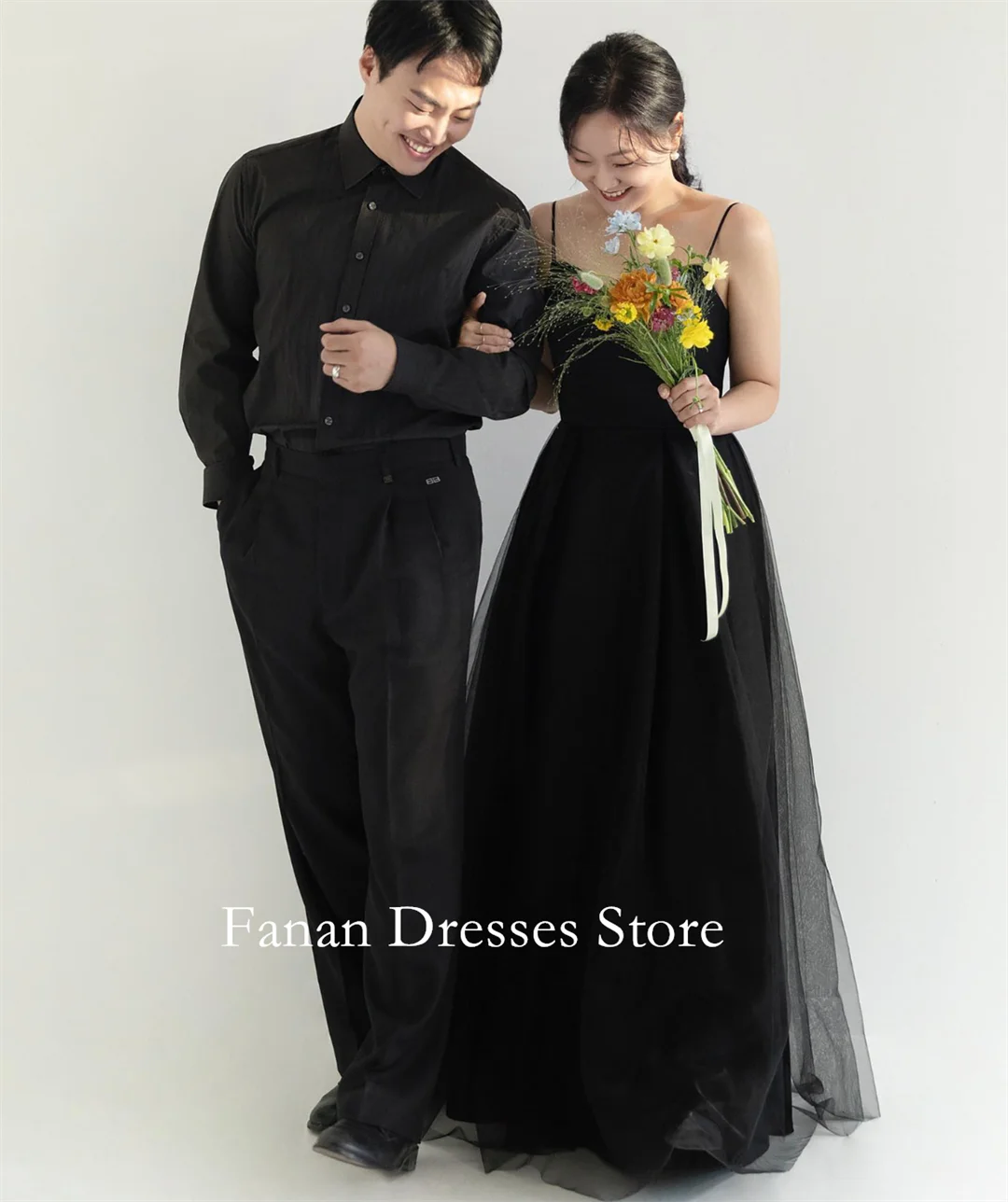 

FANAN Тюлевые вечерние платья трапециевидной формы на бретельках, корейские свадебные женские платья на молнии, платья для выпускного вечера по индивидуальному заказу