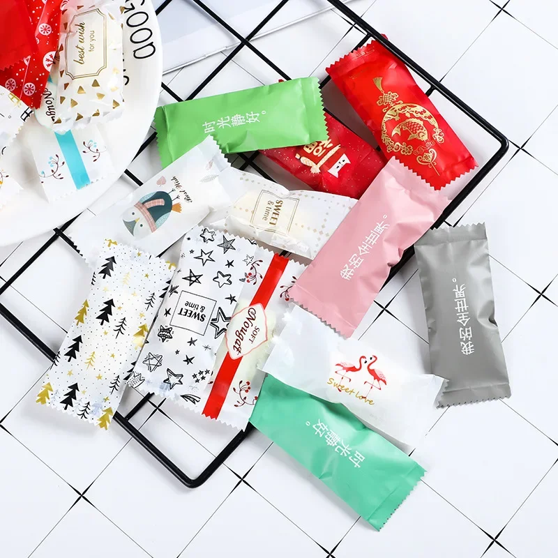 200 قطعة نوجا السكر حقائب بلاستيكية لتقوم بها بنفسك اليدوية كيس تغليف الحلوى الفول السوداني منتفخ مغلفة الغذاء حزمة أكياس صغيرة مخبز الديكور