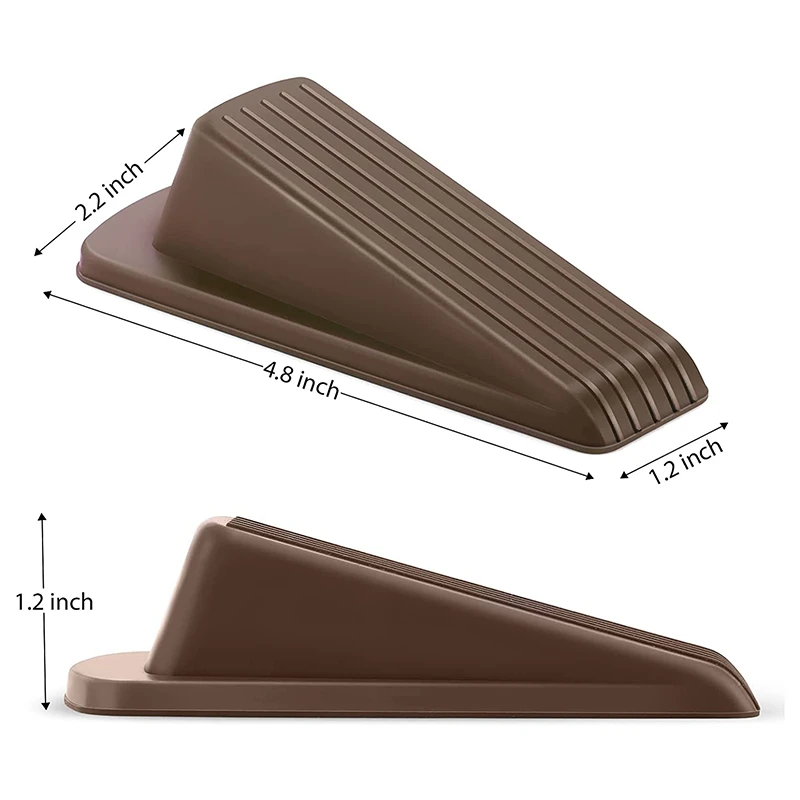 Door Stoppers For Floor Rubber Door Stop Wedge, Door Gaps And Prevent The Lock-Outs, Floor Sturdy Door Stop(5 Pcs, Brown