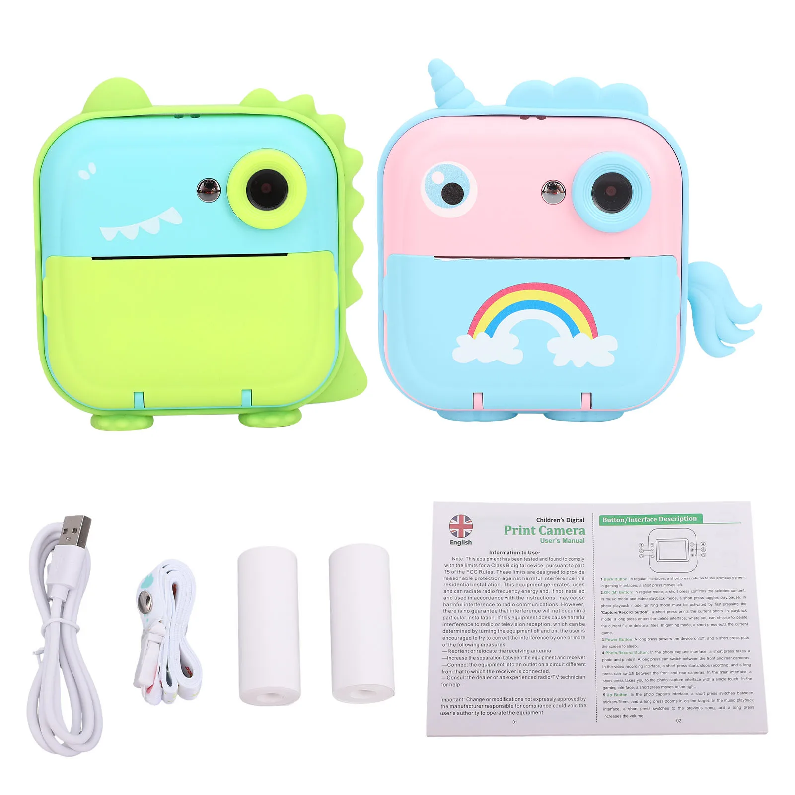 كاميرا أطفال كاميرا طباعة فورية 2.4 بوصة HD كاميرا فيديو رقمية للأطفال مع دعم تطبيق ورق الطباعة لعمر 3-14 سنة #6