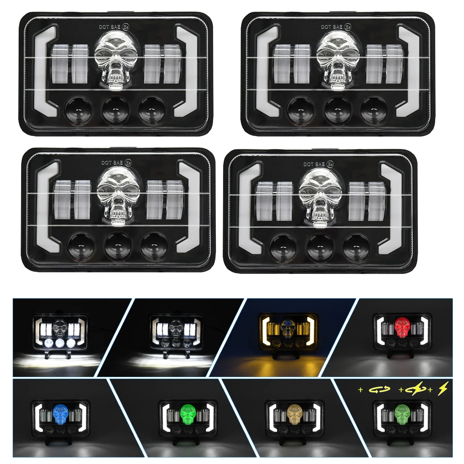 MONDEVIEW H4 5-inch Wrangler Square Light Daytime Running Light 6000K 1500W 150000LM High Brightness Car Headlight