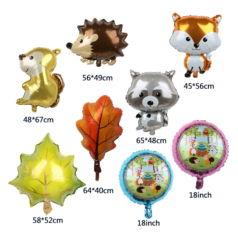 Fox Hedgehog Raccoon Squirrel Animal Foil Balloons Birthday Woodland Forest Theme Party Decor Baby Shower Birthday Party Decors