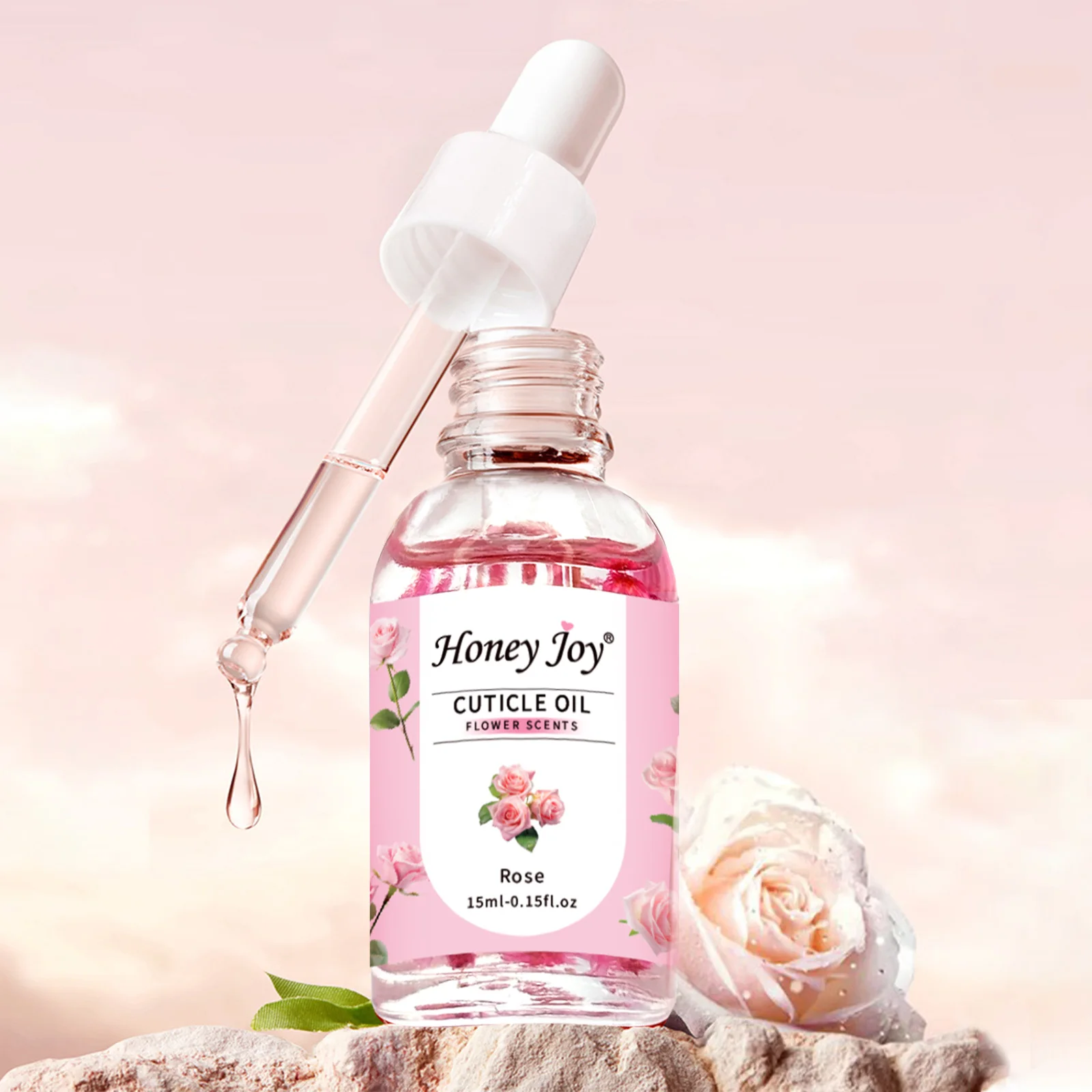 น้ำมันบำรุงเล็บ Honey Joy ออร์แกนิค โรสฮิป น้ำยาล้างหนังกำพร้าผสมดอกไม้จริง สำหรับเล็บบางและเร่งการเจริญเติบโต ใช้ได้ทั้งทำเล็บเองที่บ้านและร้านทำเล็บ