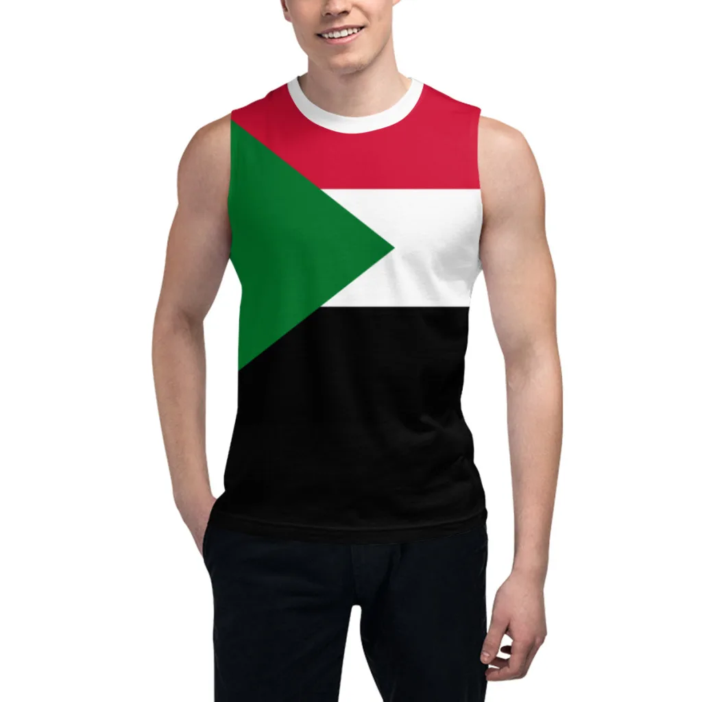 

Футболка без рукавов с флагом Судана, 3D мужская футболка для мальчиков, спортивные майки, майки для фитнеса, баскетбольный тренировочный жилет