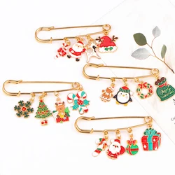 Lovely Enamel Christmas Santa Claus Snowman Pendants Brooch Badge Xmas Laple Pin New Year Party Jewelry Gifts For Women Men Kids