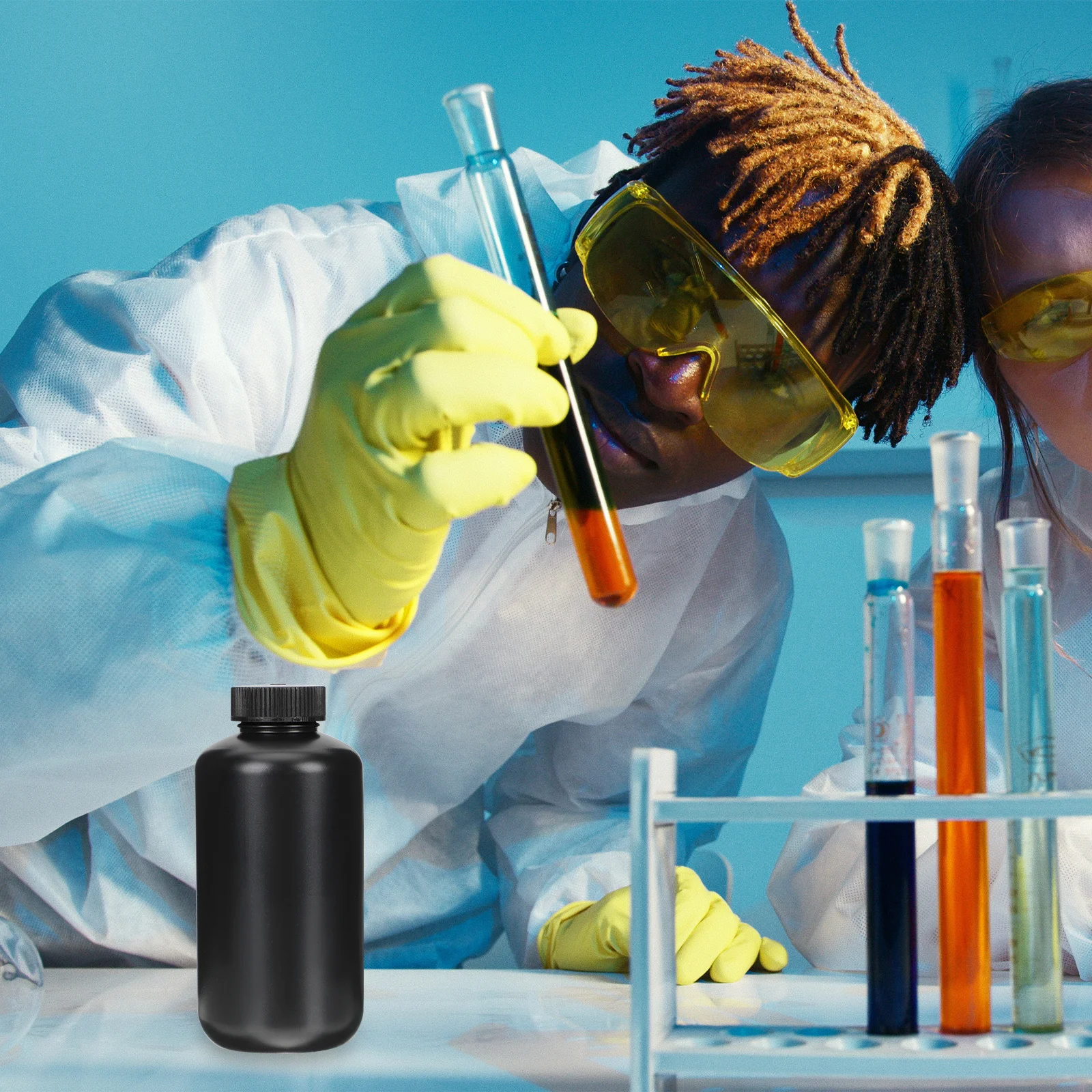 

500Ml Uv Resistant Reagent Bottle Black Pe Plastic Lab Container Narrow Mouth Chemical Sample Storage Bottle Sealing Liquid Jar