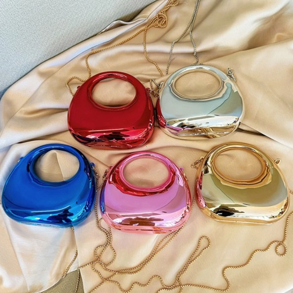 حار بيع المرأة حقيبة كروسبودي 2025 جديد بولي كلوريد الفينيل بريق معدني نصف القمر مأدبة الحفلات حقيبة نسائية حقيبة يد فاخرة Bolso De Mujer #6