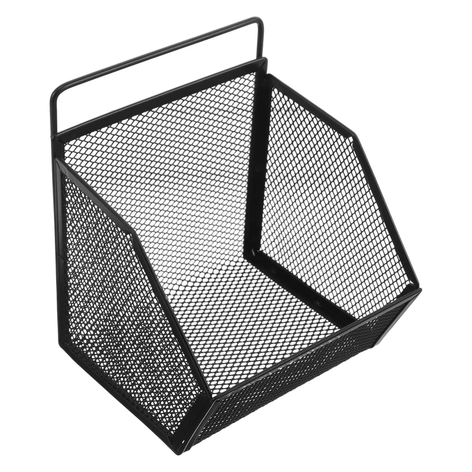 Mesh Wall-Mounted File Holder Hanging Metal Wire Organizer Office Wall File Pockets Slanted Access Desktop Document Organizer