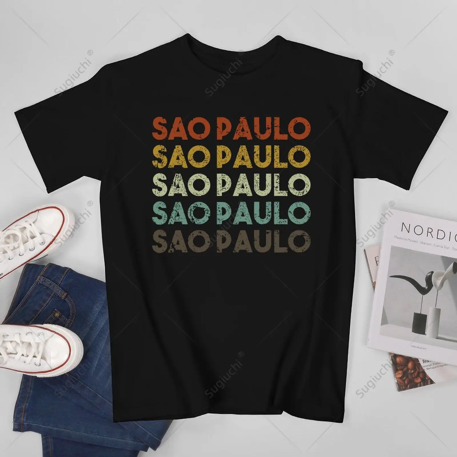 Unisex Men Retro Sao Paulo Brazil Tshirt Tees T Shirts Women Boys 100% Cotton T-Shirt