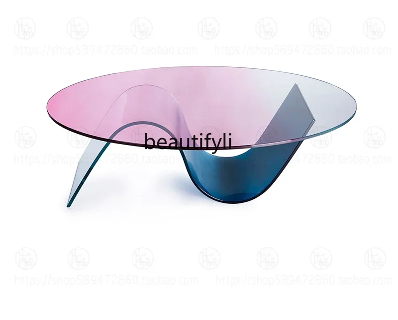 Nordic creative round coffee table acrylic living room hotel bed and breakfast side table, glass designer model