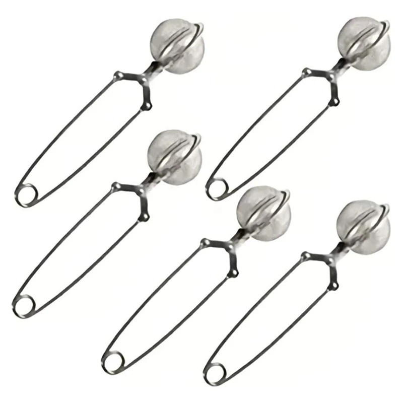 5 Pack Snap Ball Tea Strainer With Handle, Loose Leaf Tea Mesh Stainless Steel Ball Shape Tea Infuser And Filters