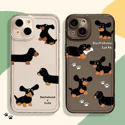 Funny Cartoon Dachshund Clear Phone Case for IPhone 15 13 12 11 16 Pro Max 13Mini XS XR SE 14 Plus Cute Transparent Cover Fundas