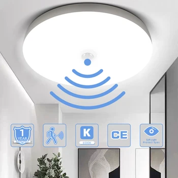 Led Tavan Lambaları Hareket Sensörü Led Tavan Işıkları Akıllı Gece Lambası IP44 Giriş Balkon Koridor Için Su Geçirmez Ev Aydınlatma