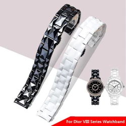 High Quality Ceramic Watch Strap For Dior VIII Series Watchband Black and White Convex Mouth Type Arc Mouth Type 17mm 15mm