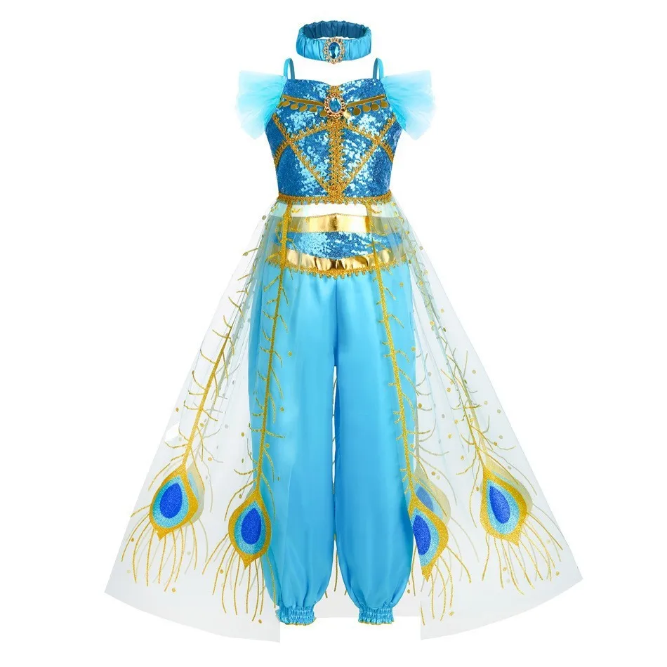 Halloween Costume for Girls Jasmine Dress Aladdin Princess Magic Lamp Carnival Clothing Vestidos Halloween Party Cosplay Costume