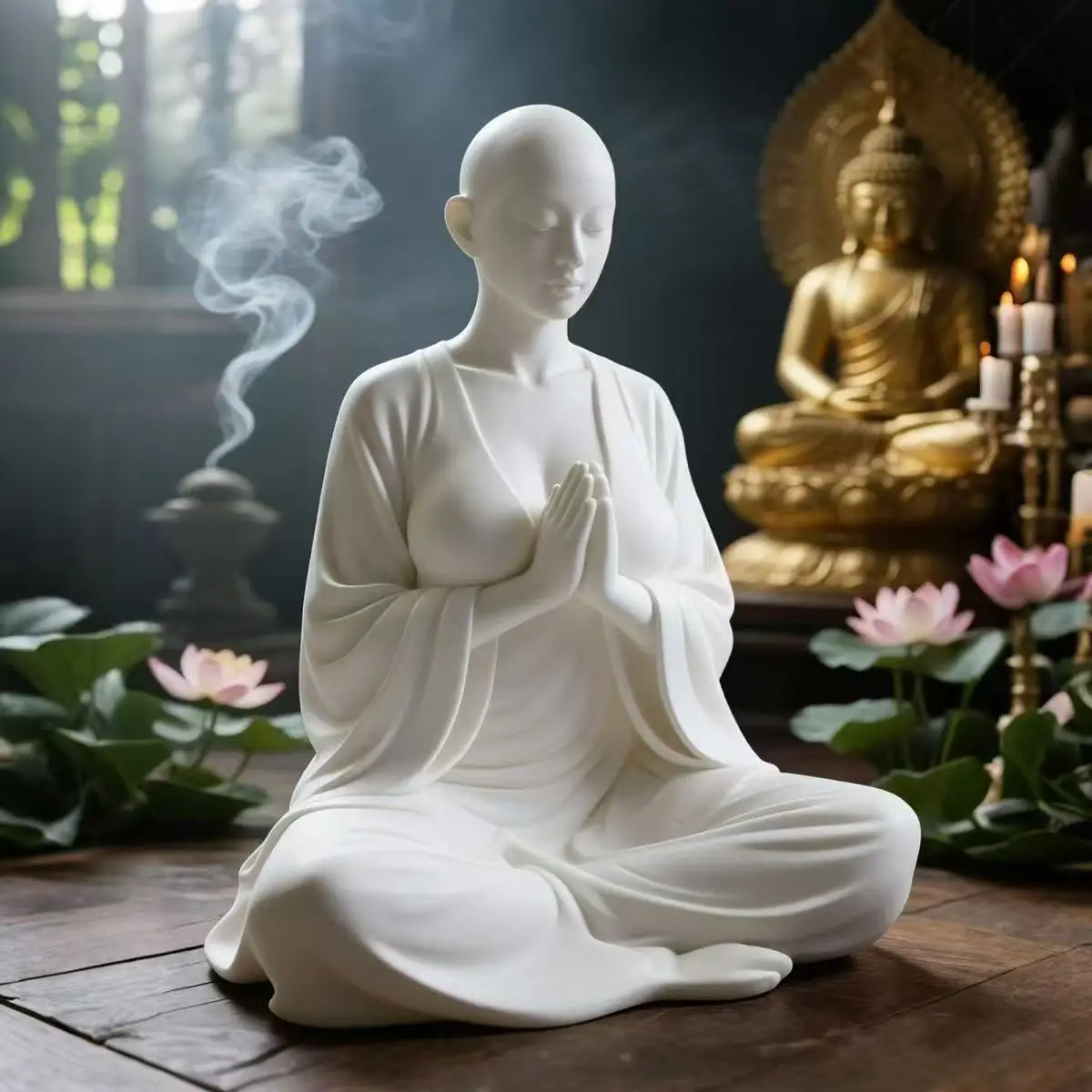 3D-Gedruckte Meditations-Statue Weiße Zen-Figur Minimalistische Spirituelle Skulptur für Wohnzimmer Schlafzimmer Yoga-Raum Dekoration & Geschenk