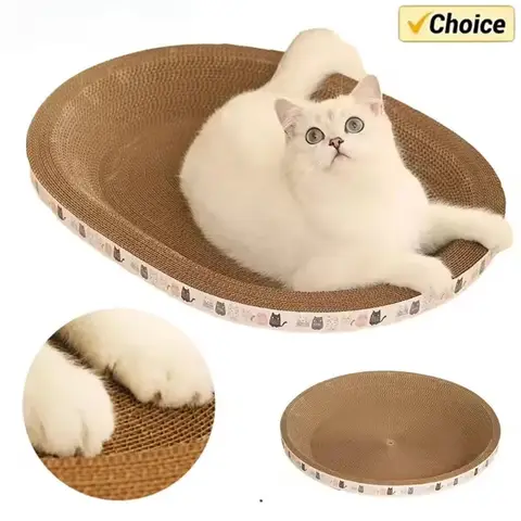 고양이 장난감 애완 동물 스크래칭 보드 골판지 그릇 패드 고양이 스크래쳐 장난감 타원형 그라인딩 발톱 장난감 고양이 침대 액세서리
