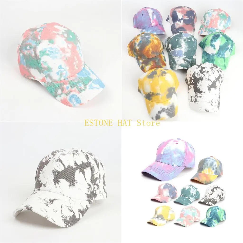 49MF Spring Summer Gradients Color Hat Outdoor Sports Tie-Dye Design Baseball Cap Woman Breathable Adjustable Cycling Cap