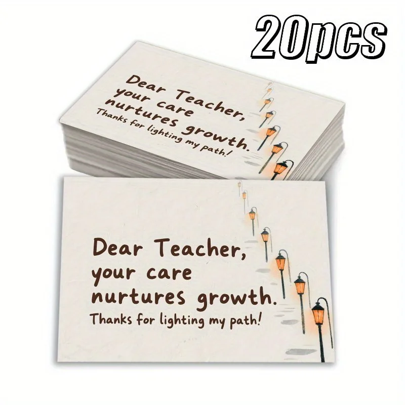 20pcs Teacher's Day Thank-you Card - Heartfelt Teacher Thanks - Black and Orange Lighting Design - Thank You Card
